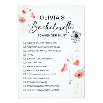 Customizable Bachelorette Scavenger Painted Flower Holiday Postcard Front View