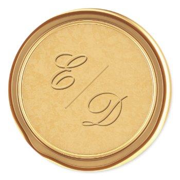 customized monogram faux gold wax envelope seal