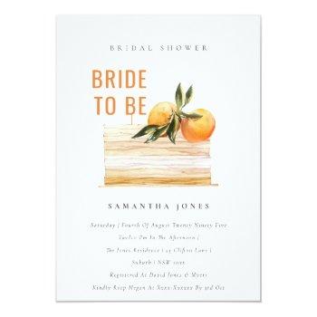 Cute Boho Orange Fruit Cake Bridal Shower Invite Front View