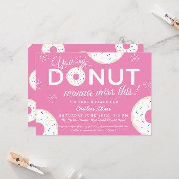 cute donut bridal shower invitations | pink