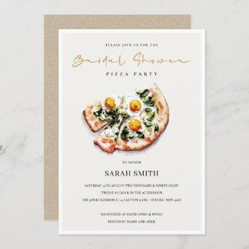 cute egg basil pizza bridal shower party invite