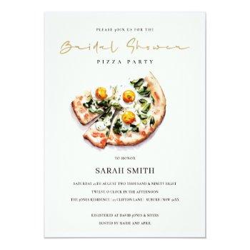 Cute Egg Basil Pizza Bridal Shower Party Invite Front View