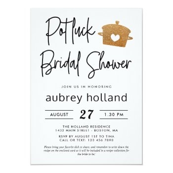 Cute Faux Gold Glitter Potluck Front View