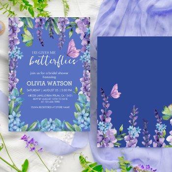 cute floral he gives me butterflies bridal shower invitation