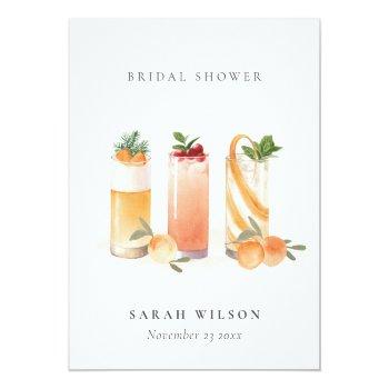 Cute Fruit Cocktail Blush Orange Bridal Shower Pocket Folder Front View