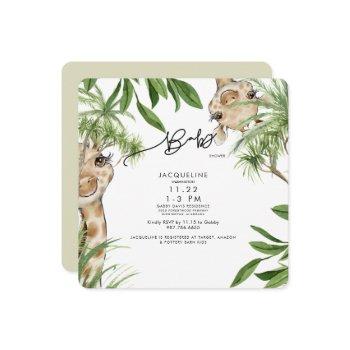 cute giraffe rounded baby shower  invitation