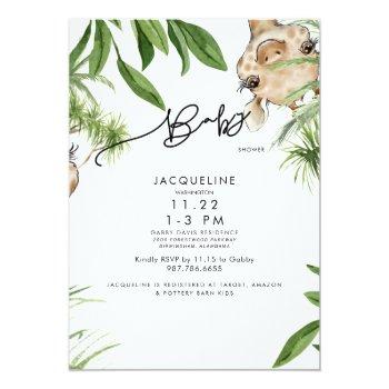 Cute Giraffe Rounded Baby Shower  Invitation Front View