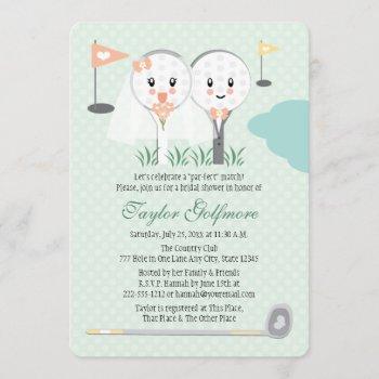 cute golf ball and tee bride groom bridal shower invitation