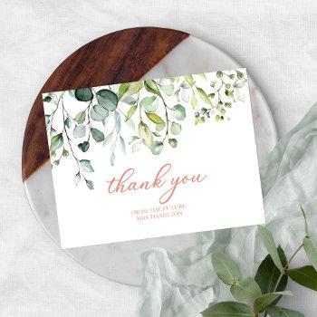 cute greenery eucalyptus bridal shower thank you postcard
