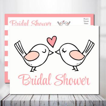 cute love birds pink lovebirds bridal shower invitation postcard