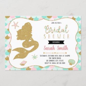 cute mermaid bridal shower party invitation