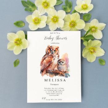 cute owl baby shower invitation