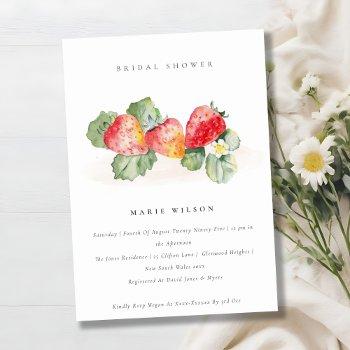 cute red strawberry leafy foliage bridal shower invitation