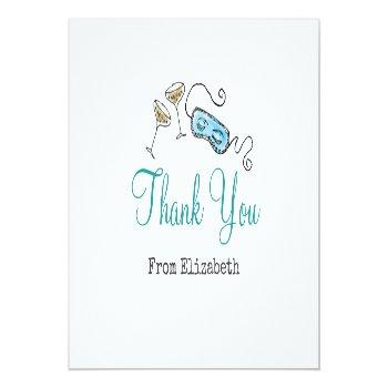 Cute Retro 1960s Cocktail Party Thank You Card Front View