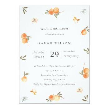 Cute Soft Orange Floral Boho Bridal Shower Invite Front View