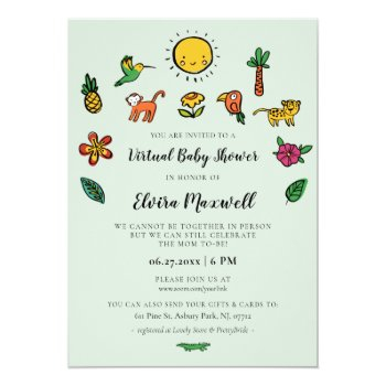 Cute Tropical Virtual Baby Shower Invitation Front View