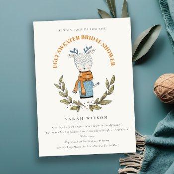 cute ugly sweater reindeer bridal shower invite