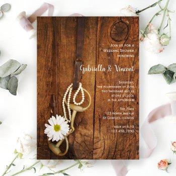daisy and horse bit country western wedding shower invitation