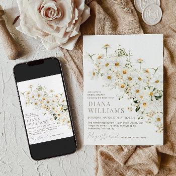 daisy boho wildflower rustic bridal shower invitation