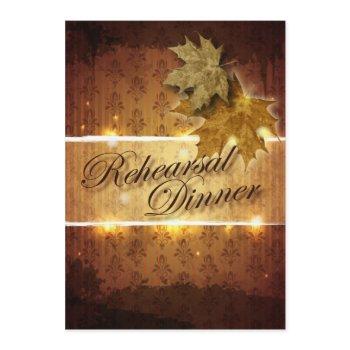 damask golden leaves rehearsal dinner invitation