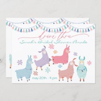 dancing llamas surprise drive by  bridal shower invitation