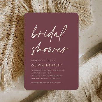 dark berry | minimalist script bridal shower foil invitation