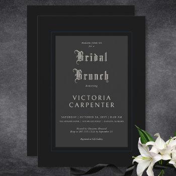 dark gothic minimal black & blue bridal brunch invitation