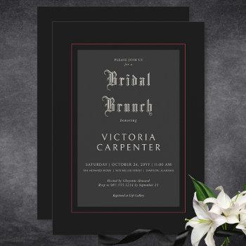 dark gothic minimal black & red bridal brunch invitation