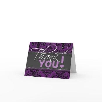 dark grape damask thank you card