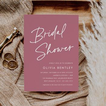 dark rose | minimalist script bridal shower invitation