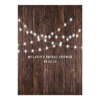 Dark Wood And Lights Bridal Shower Gift Registry Enclosure Card Front View