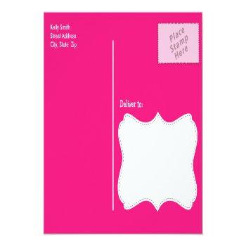 Deep Pink Camo; Camouflage Invitation Postcard Front View