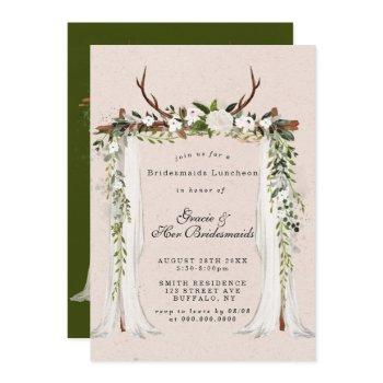 deer antlers canopy bridesmaids luncheon invites