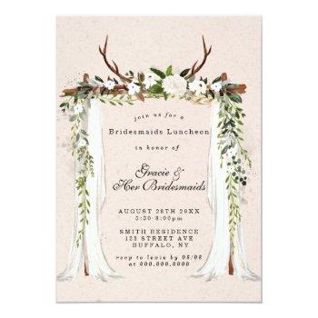 Deer Antlers Canopy Bridesmaids Luncheon Invites Front View