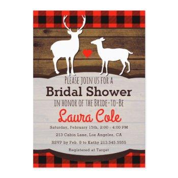 deer flannel woodsy bridal shower invitation