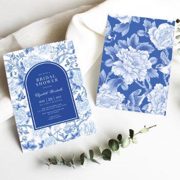 delft blue white chinoiserie floral bridal shower invitation