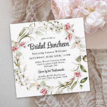 Delicate Blossoms Watercolor Bridal Luncheon Invitation Front View