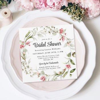 delicate blossoms watercolor bridal shower invitation