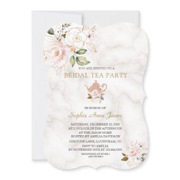 delicate blush gold floral bridal shower tea party invitation