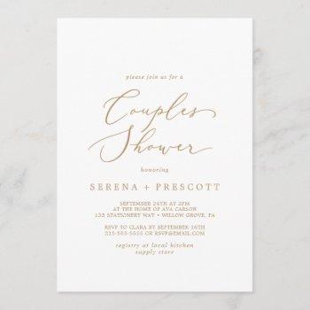 delicate gold calligraphy couples shower invitation