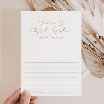 delicate gold calligraphy lined well wishes and advice card