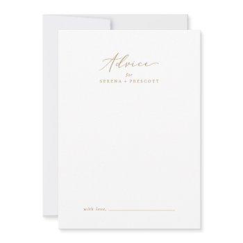 delicate gold calligraphy wedding advice card