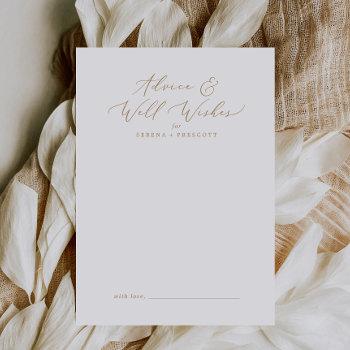 delicate gold calligraphy wedding well wishes and advice card