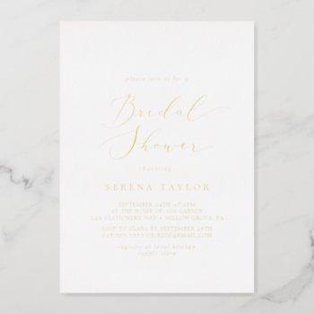 delicate gold foil calligraphy bridal shower foil invitation
