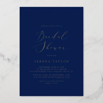 delicate gold foil | navy blue bridal shower foil invitation