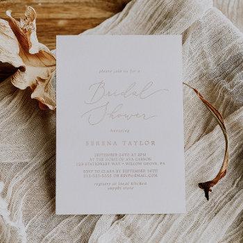 delicate rose gold foil calligraphy bridal shower foil invitation