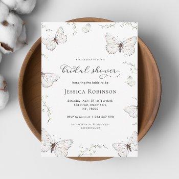 delicate white butterfly garden bridal shower invitation