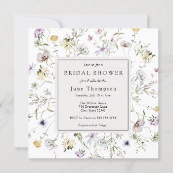 delicate wildflower frame bridal shower invitation