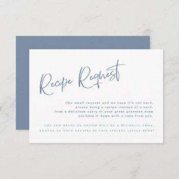 denim blue bridal shower recipe request card