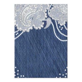 Denim Jean Pearls White Paisley Lace Front View